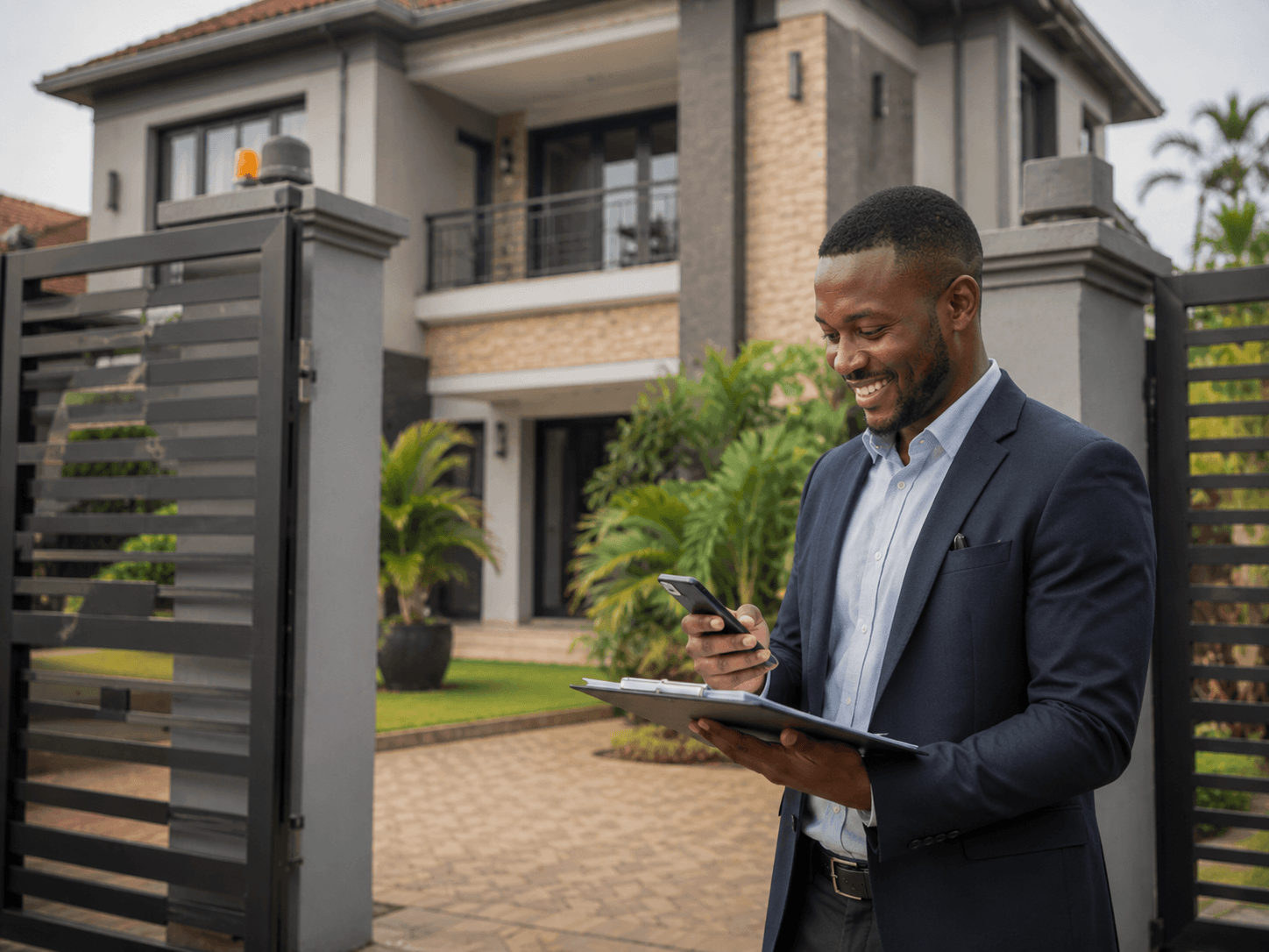 Local advisor checking a property in Uganda
